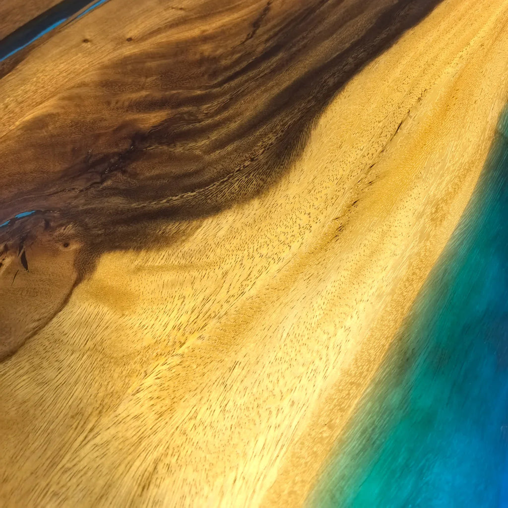 Blue epoxy river table for 10 people dining table - MOOKA FURNITURE