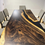 Unique natural wood black resin river dining table for for 8-10 people - MOOKA FURNITURE