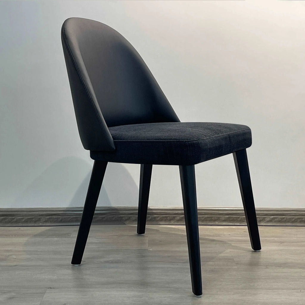 Borschely dining chair in Eco-leather and Nomad Linen black - MOOKA FURNITURE