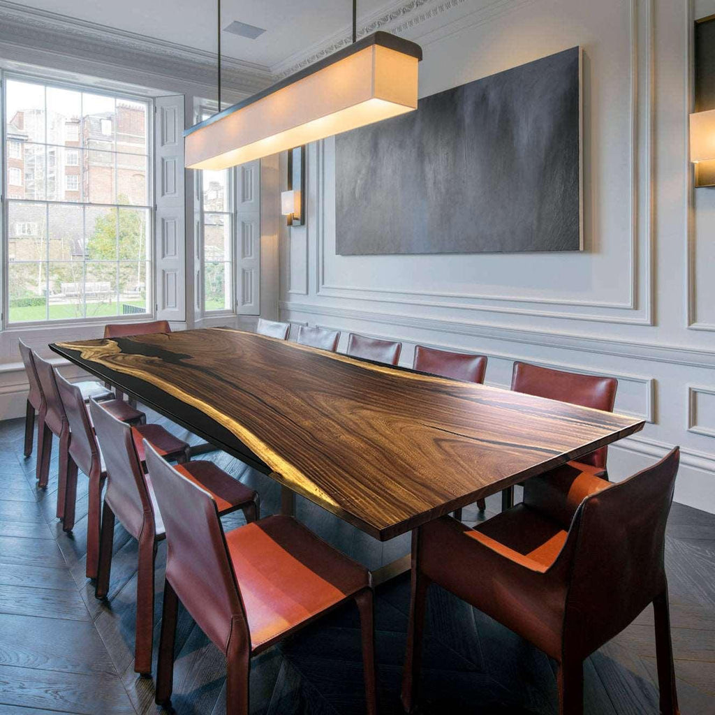 Luxury live edge solid wood black resin dining river table for 10-12 person - MOOKA FURNITURE
