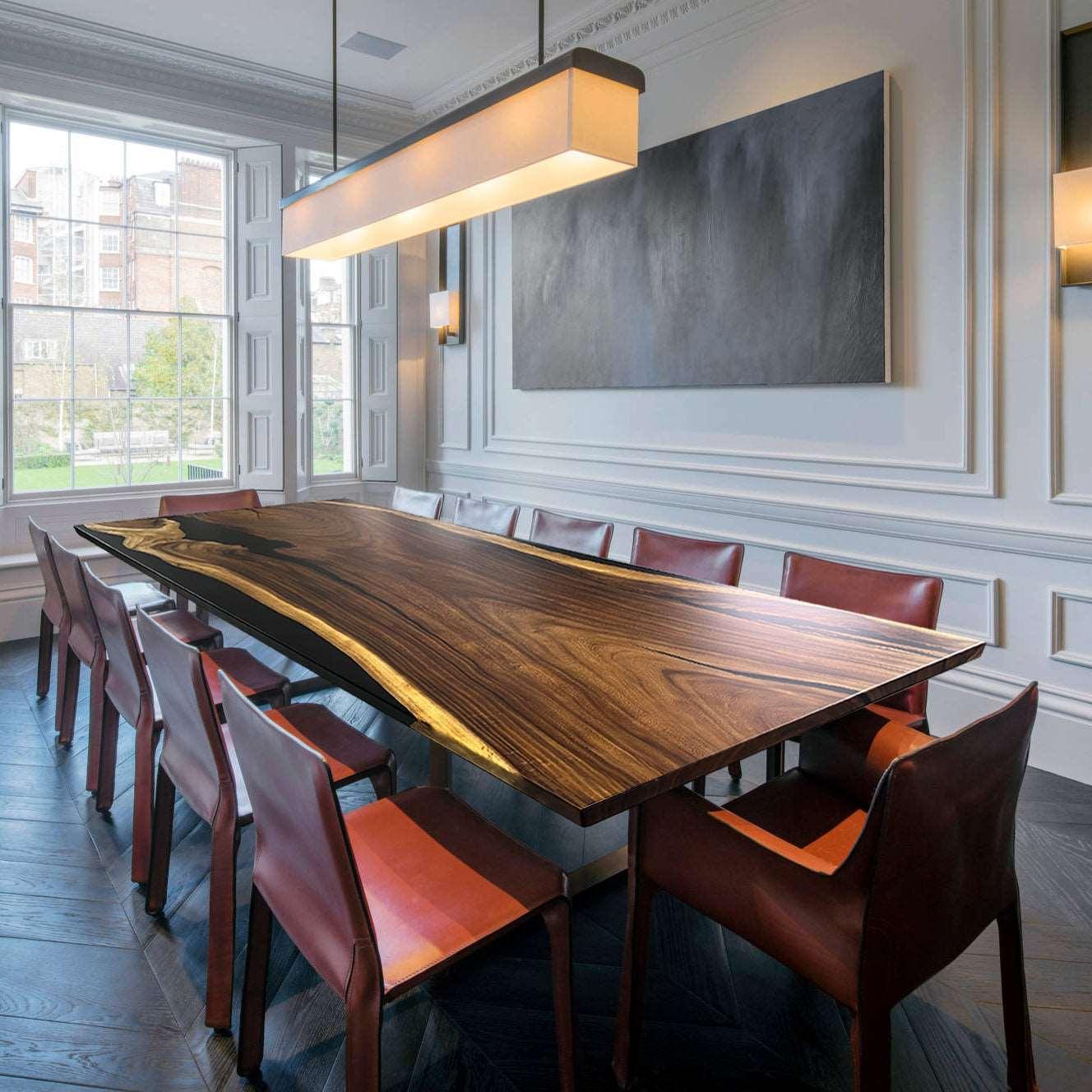 Luxury live edge solid wood black resin dining river table for 10-12 person - MOOKA FURNITURE