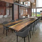 12ft Long river table for 14 people big dining room custom made wood table - MOOKA FURNITURE