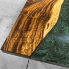 Forest green resin natural wood unique luxury 6-8 people dining table - MOOKA FURNITURE