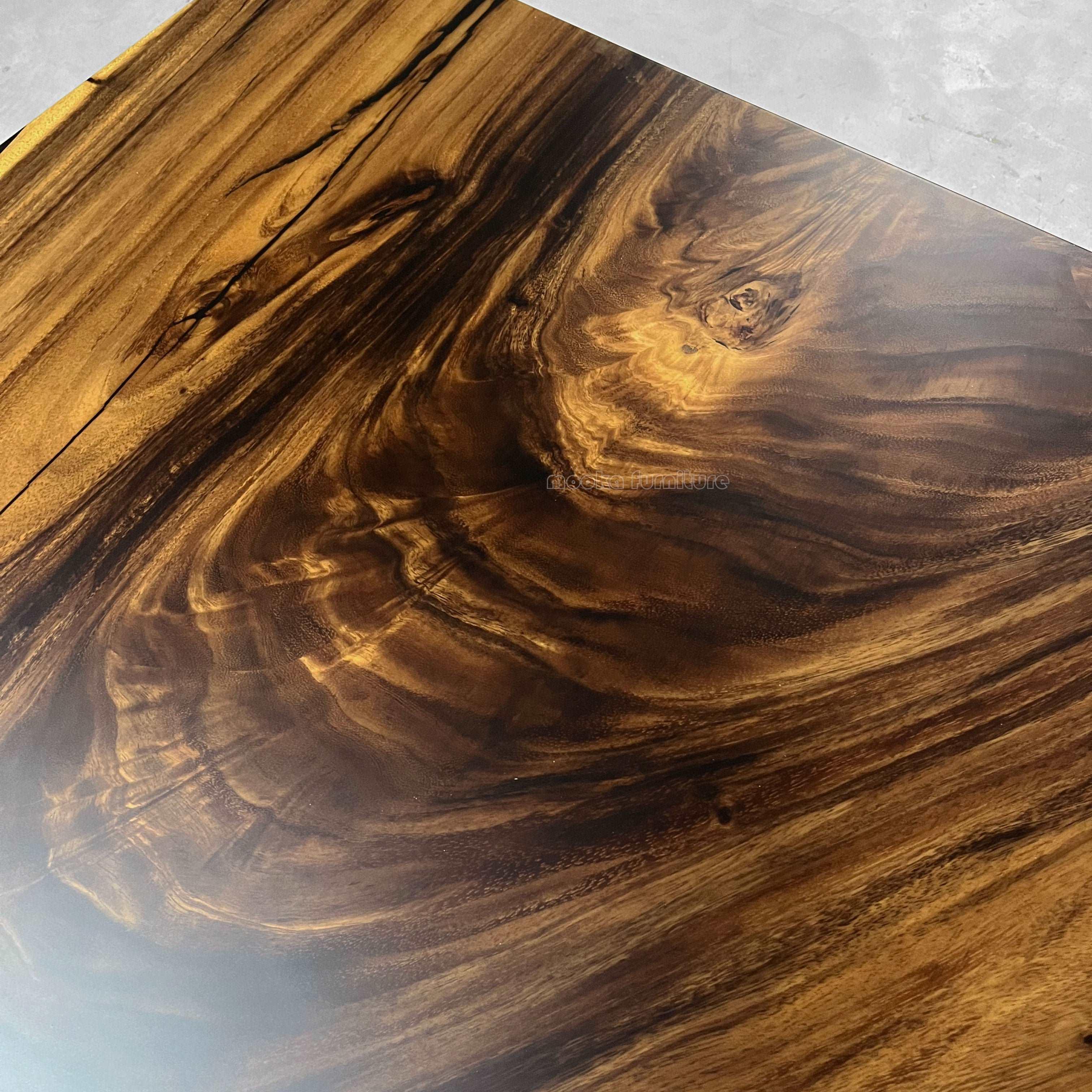 One-piece natural wood live edge big size dining table for 10-12 people - MOOKA FURNITURE