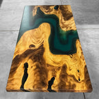 Unique live edge natural wood table with green epoxy coffee table - MOOKA FURNITURE