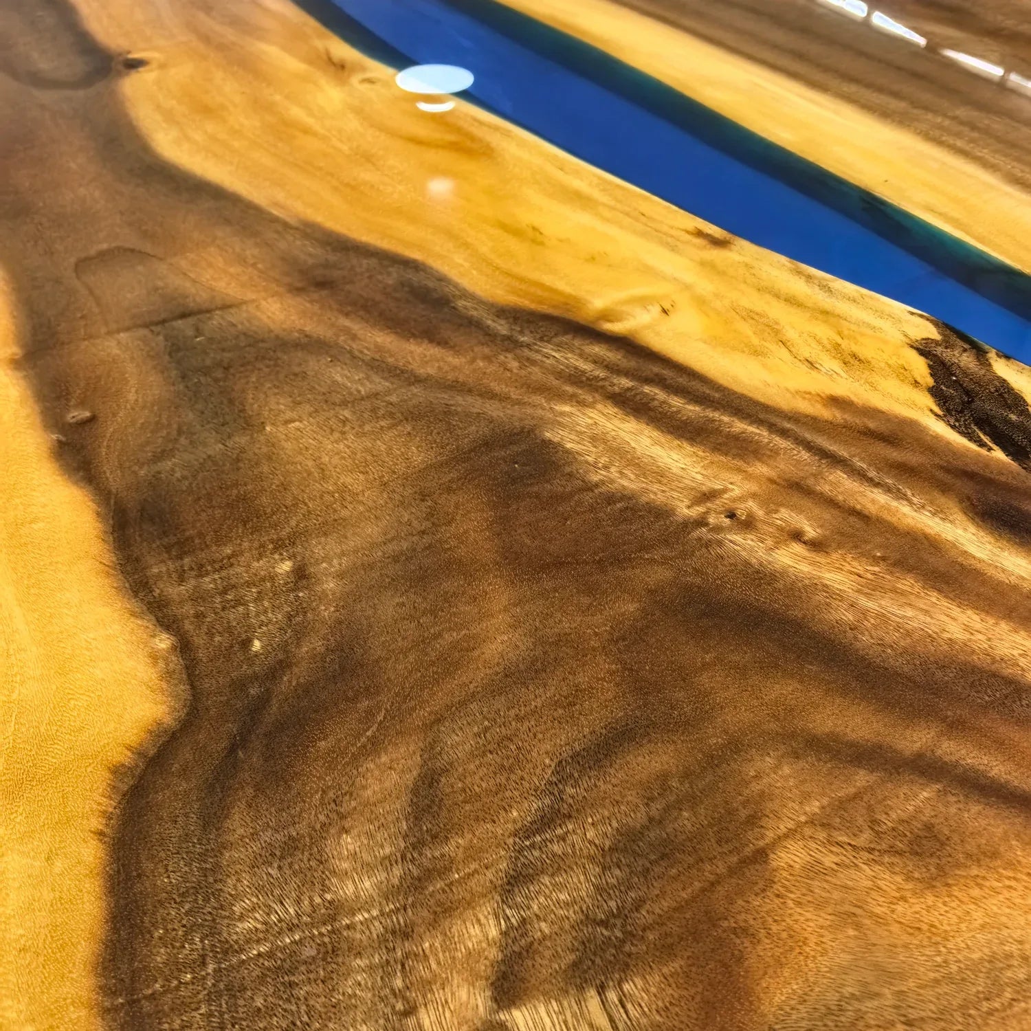 10 foot blue resin river table large wood dining table for 10-12 people - MOOKA FURNITURE