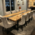 Luxury Italian olive wood river table heirloom table dining table for 8 seats