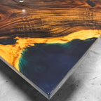 Deep blue epoxy luxury unique exotica wood dining table for 8 people