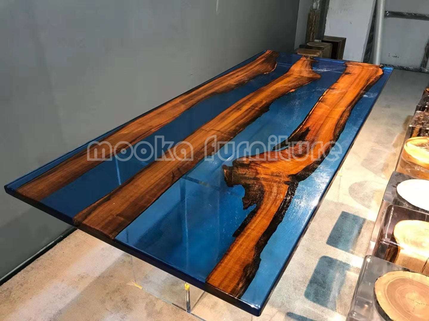 Resin Wood Dining Table - MOOKAFURNITURE