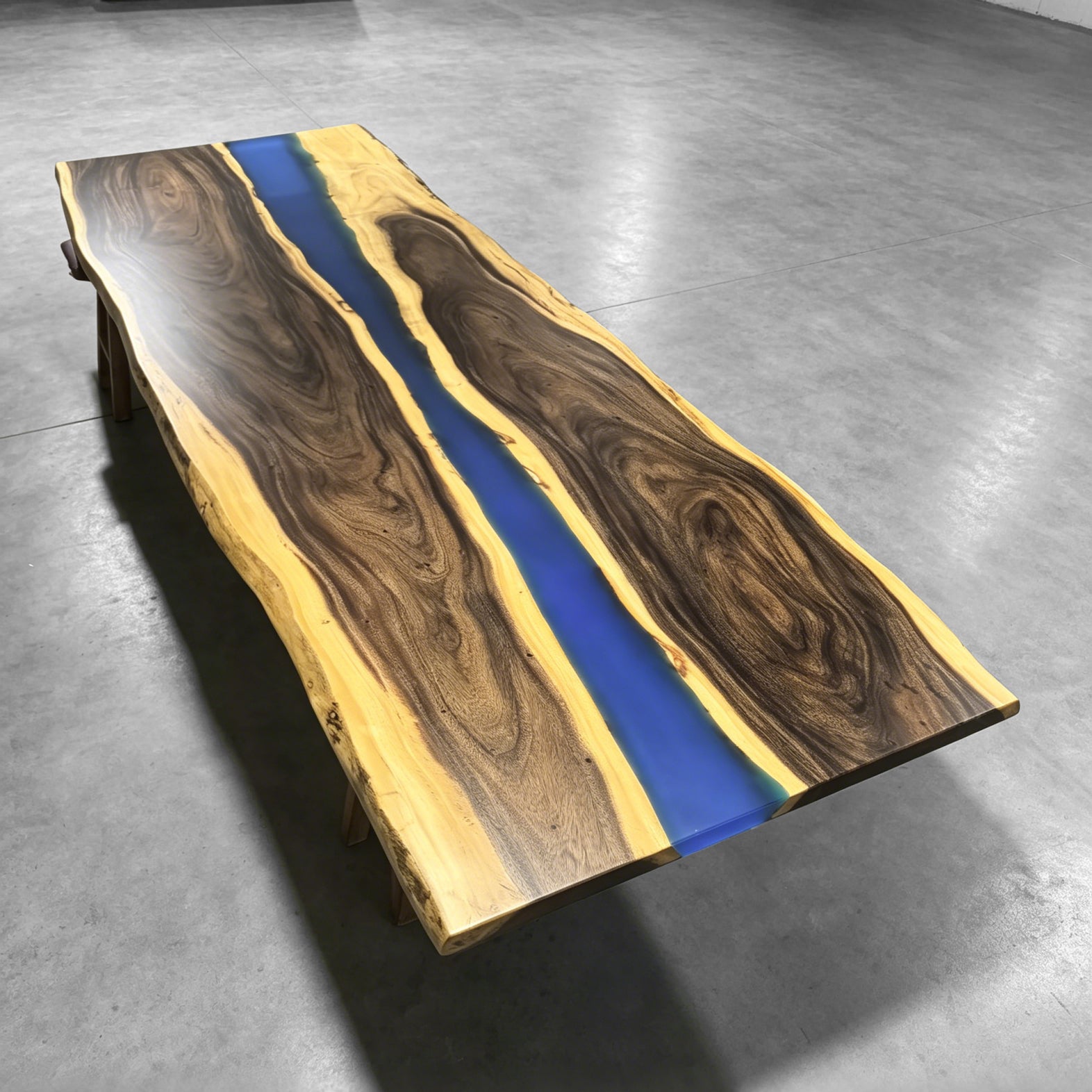 Extra 54" wide 12feet long grand blue river table unique dining table for 12-14 people