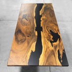 Exotic wood slabs unique design river table for 10 seater - MOOKA FURNITURE
