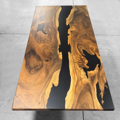 Exotic wood slabs unique design river table for 10 seater