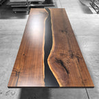 Handcrafted natural wood black walnut live edge conference table 12ft for 12 seaters