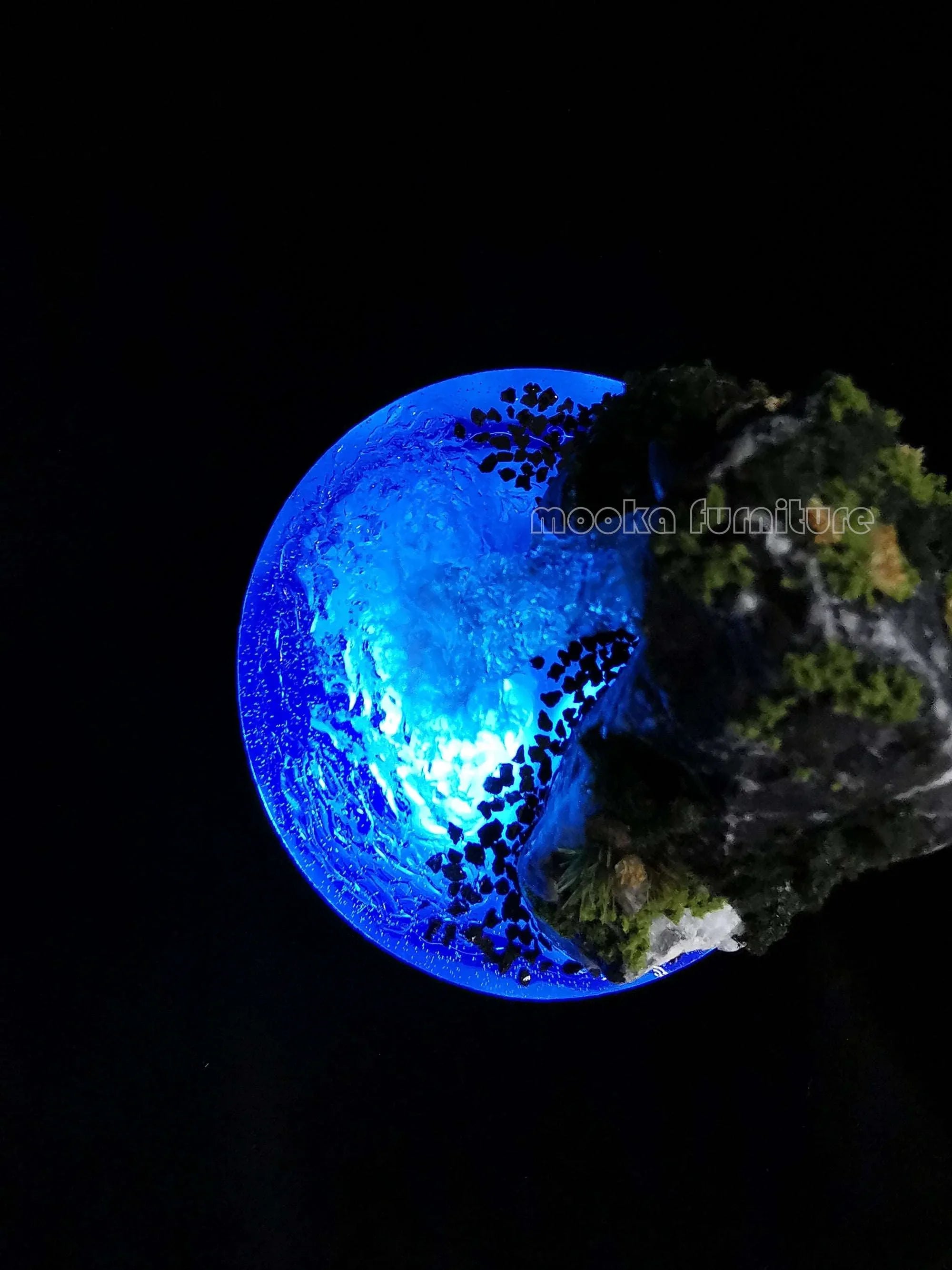 Desktop mini waterfall pool resin fountain by forest with light and glow in dark decoration home - MOOKA FURNITURE