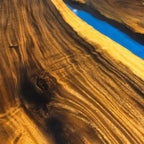 Unique stylish blue epoxy wood dining table for 8-10 people - MOOKA FURNITURE