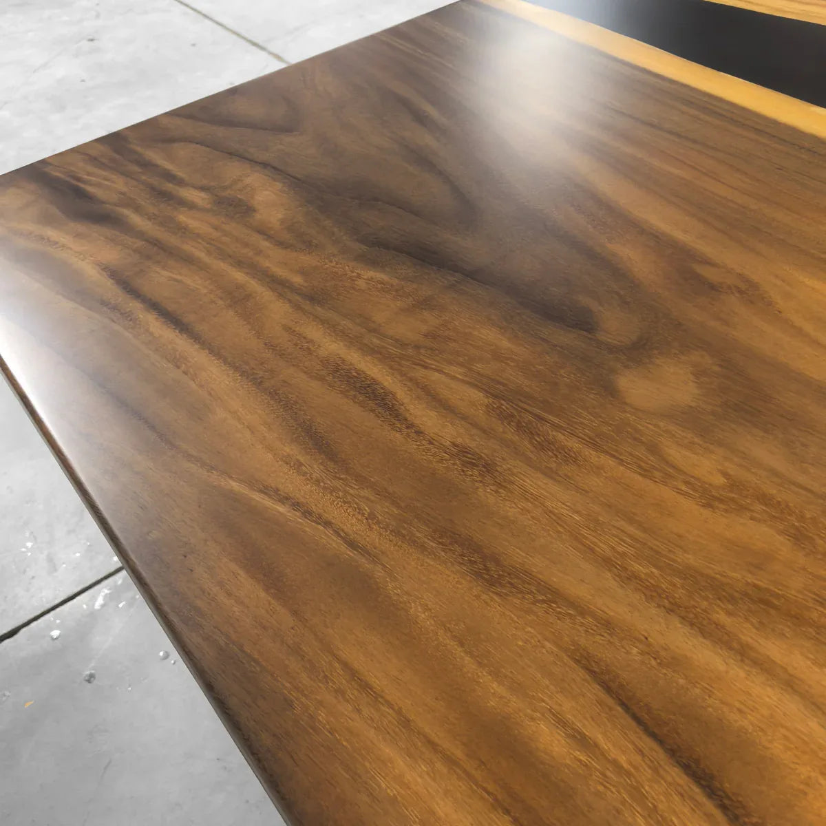 120 inch black resin river in middle wood dining table for 10-12 people - MOOKA FURNITURE