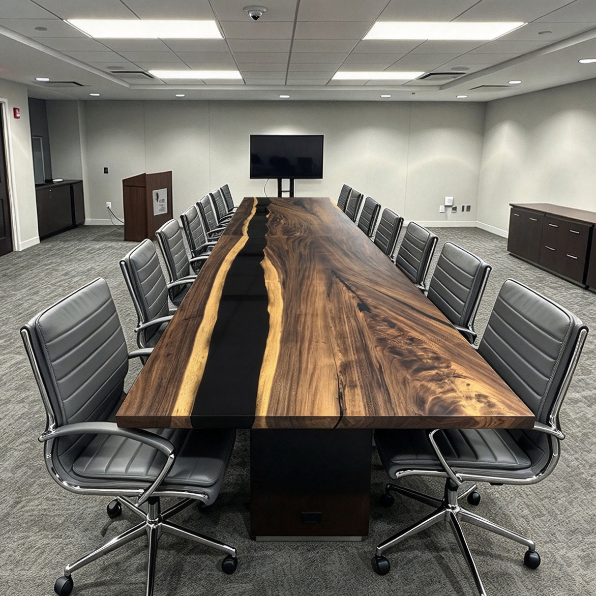 One of a kind luxury organic wood boardroom table conference table 14feet  for 14-16 seats