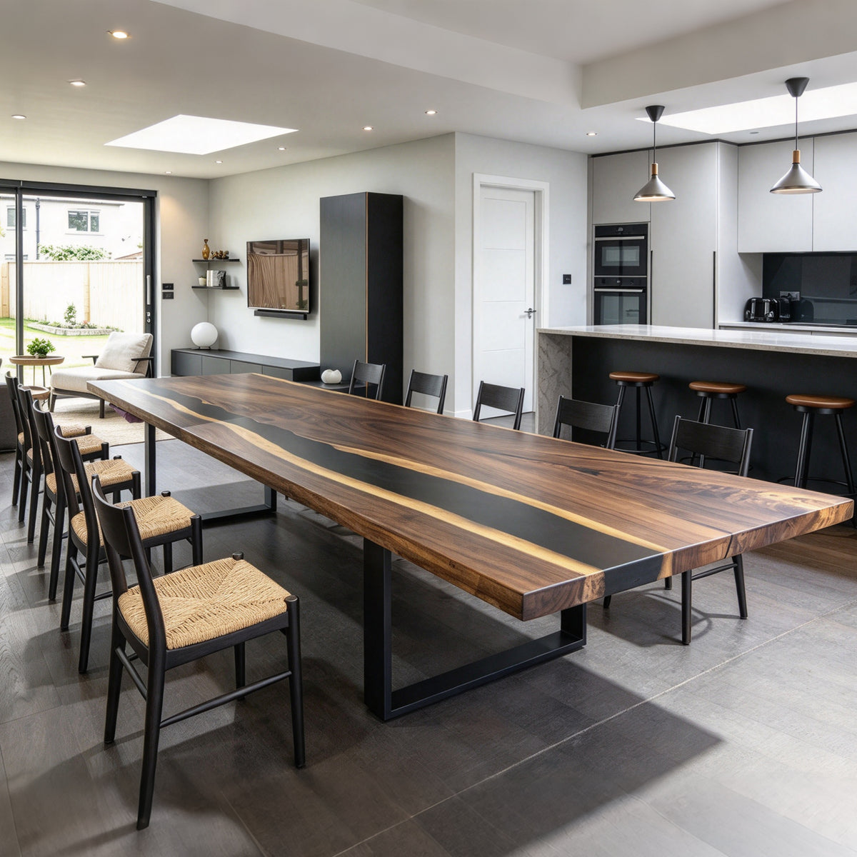 Unique live edge custom made luxury dining table 14ft  for 14-16 people