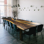 144 inch long large size for 14 person solid wood black epoxy river table 12 feet long communal dining table - MOOKA FURNITURE