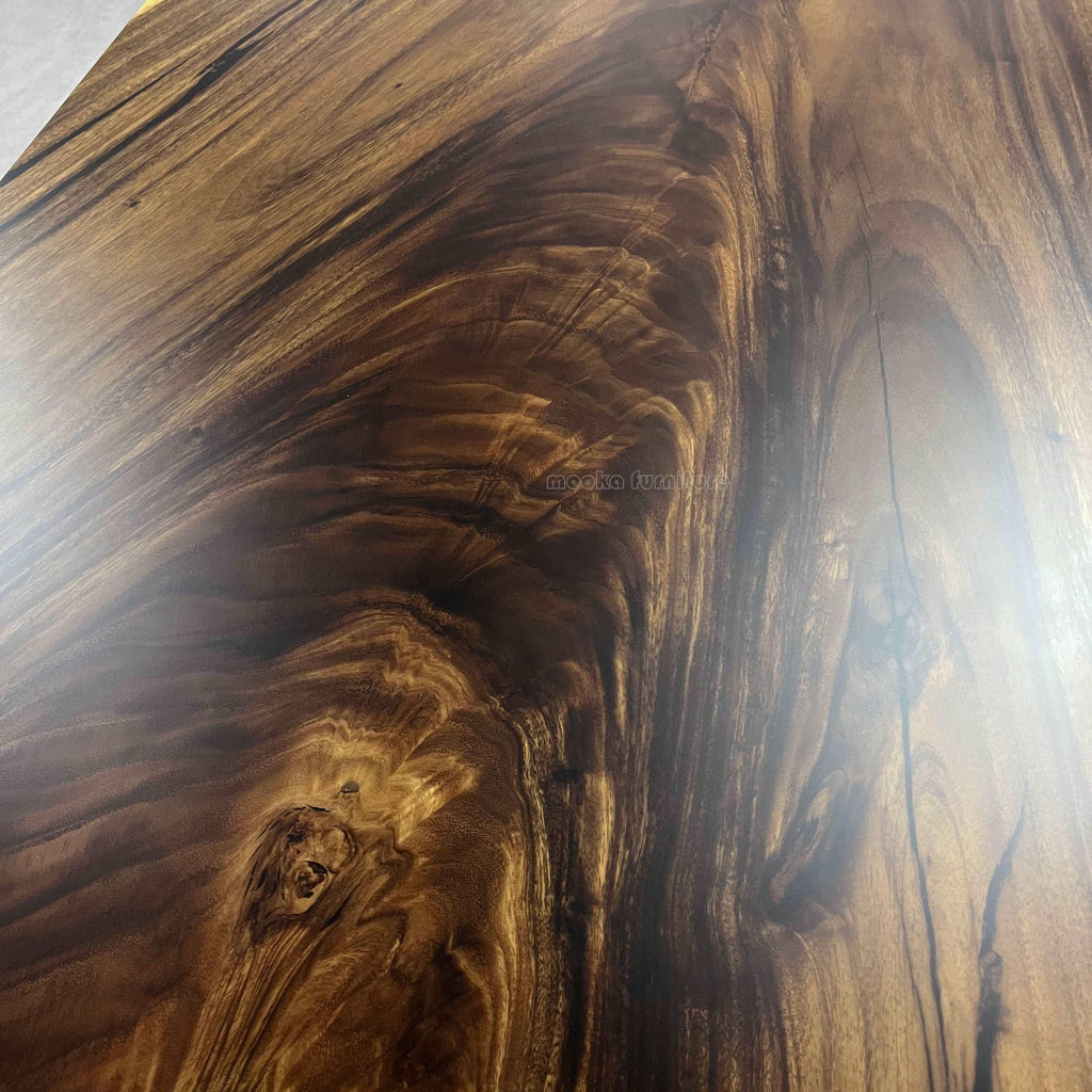 One-piece natural wood live edge big size dining table for 10-12 people - MOOKA FURNITURE