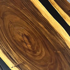 Live edge natural wood black resin river dining table for 8 or 10 seater - MOOKA FURNITURE