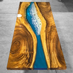 Custom made orgainic wood epoxy river table Ocean Themed Dining table 6-8 seats - MOOKA FURNITURE
