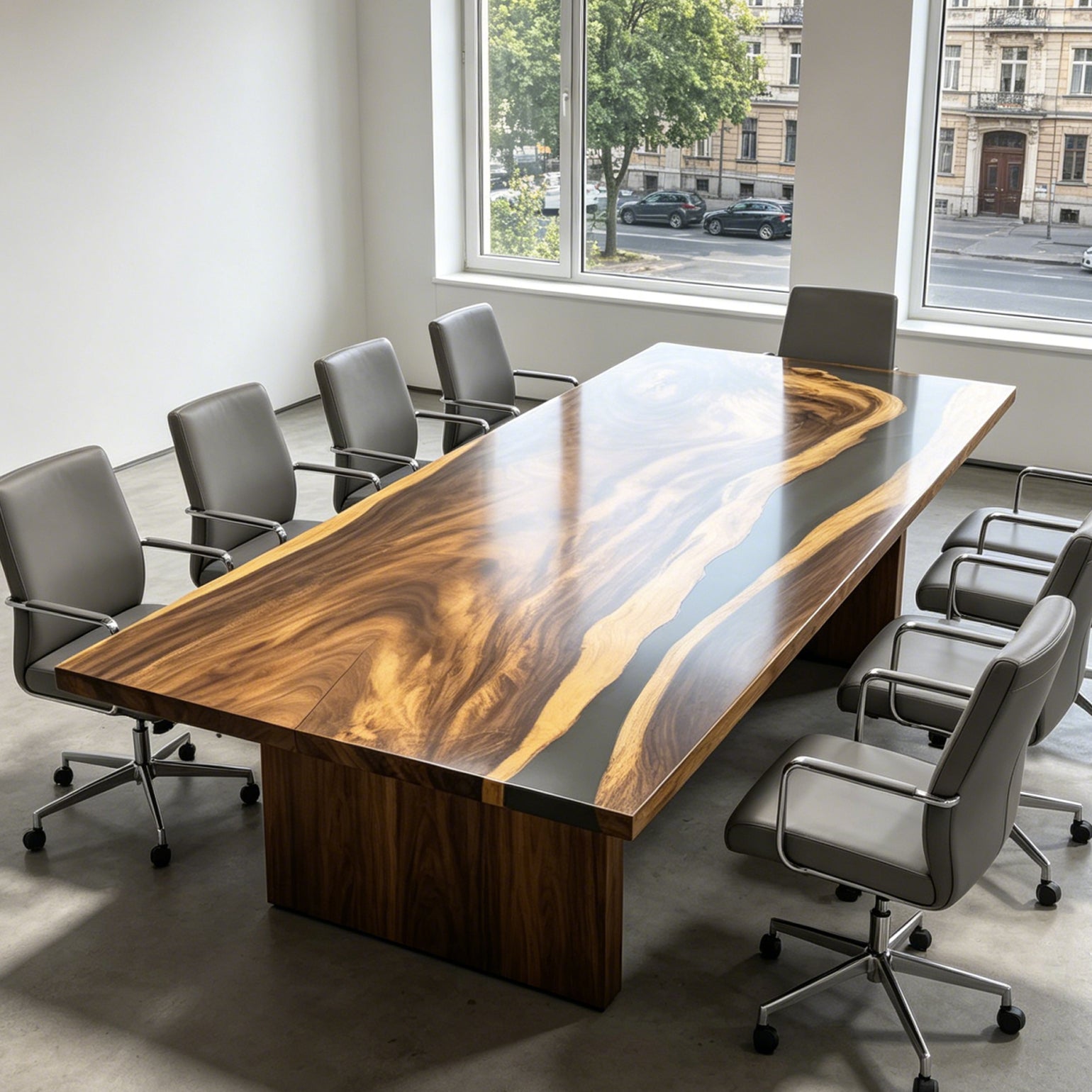 121 inch grey resin river exotic solid wood meeting room table for 10 people