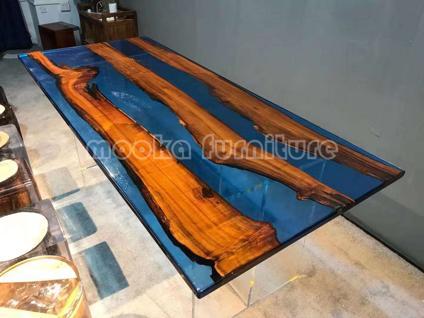 Resin Wood Dining Table - MOOKAFURNITURE