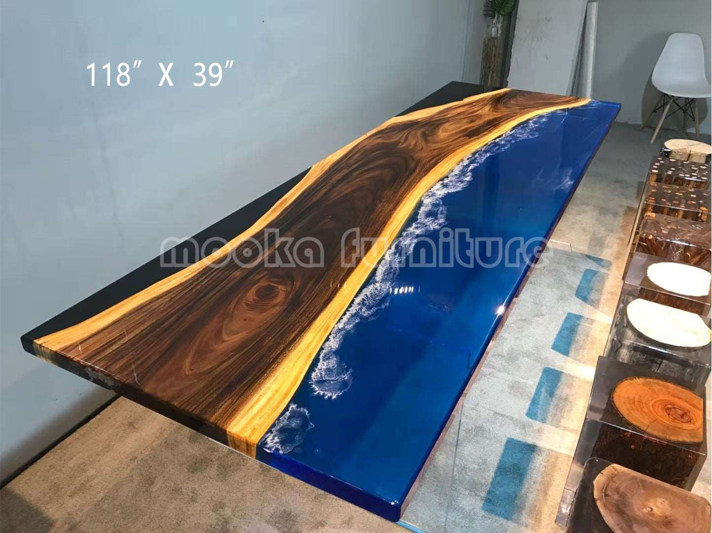 Resin Wood Dining Table - MOOKAFURNITURE