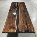Black walnut glossy dining table deep blue epoxy river table for 10 people