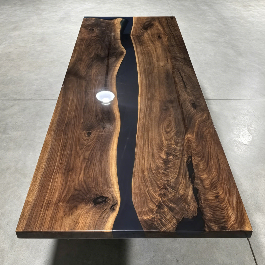 Black walnut glossy dining table deep blue epoxy river table for 10 people