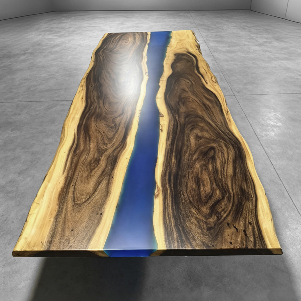 Extra 54" wide 12feet long grand blue river table unique dining table for 12-14 people