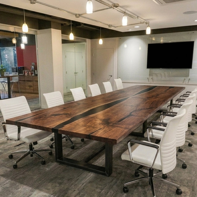 Luxury bookmatch blackwalnut  solid wood conference table for 12-14 seats