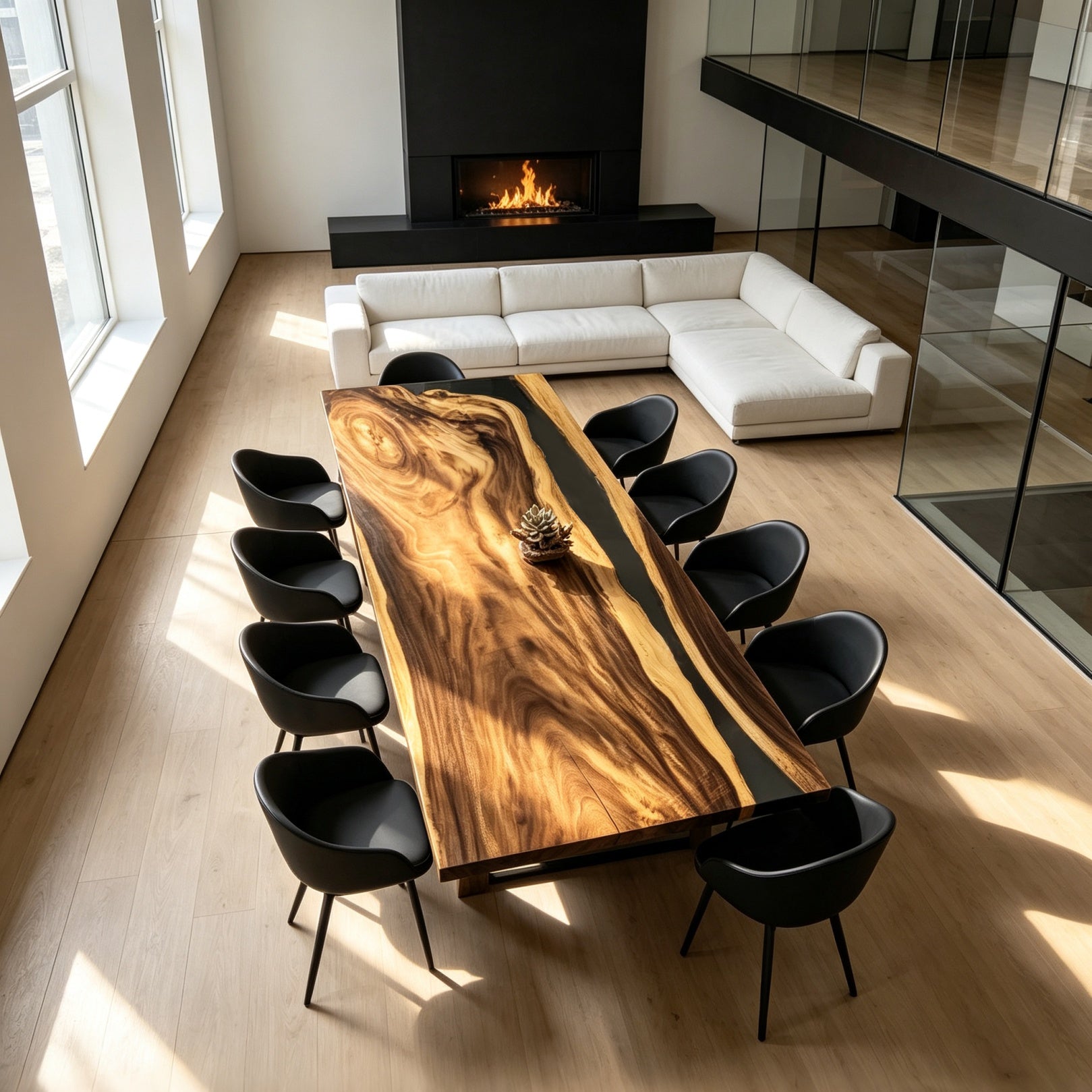 10feet grey resin river exotic solid wood dining room table for 10 people