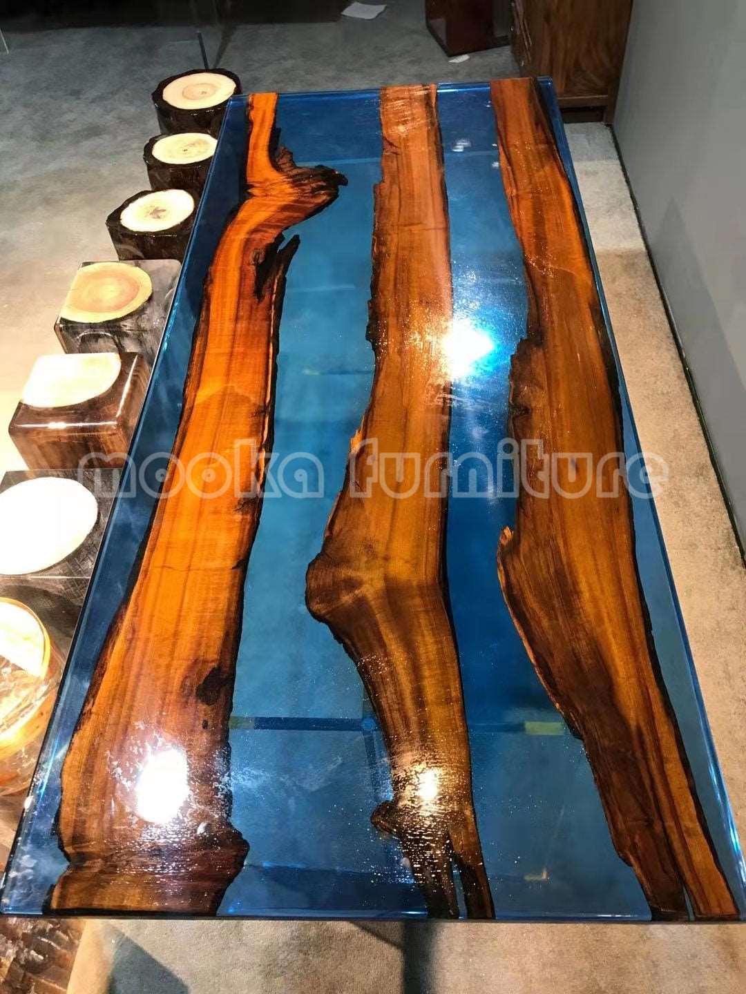 Resin Wood Dining Table - MOOKAFURNITURE