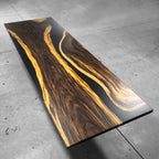 144 inch long large size for 14 person solid wood black epoxy river table 12 feet long communal dining table - MOOKA FURNITURE