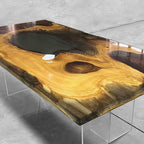 Unique style wood epoxy river table for 8 people - MOOKA FURNITURE
