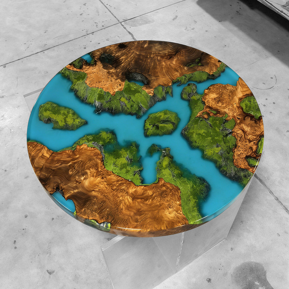 Luxury handmade natural wood landscape epoxy river table coffee table