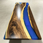 Luxury Craftsmanship solid wood blue epoxy Extra long Conference Table for 12