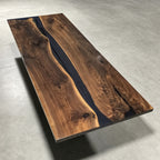 Black walnut glossy dining table deep blue epoxy river table for 10 people