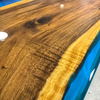 Unique stylish blue epoxy wood dining table for 8-10 people - MOOKA FURNITURE