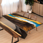 Blue epoxy wood river table Ocean Themed Dining Table 6-8 seats - MOOKA FURNITURE
