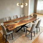 Custom made 10ft Black walnut river table with base