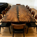 10ft organic live edge brown wood dining table for 10-12 people