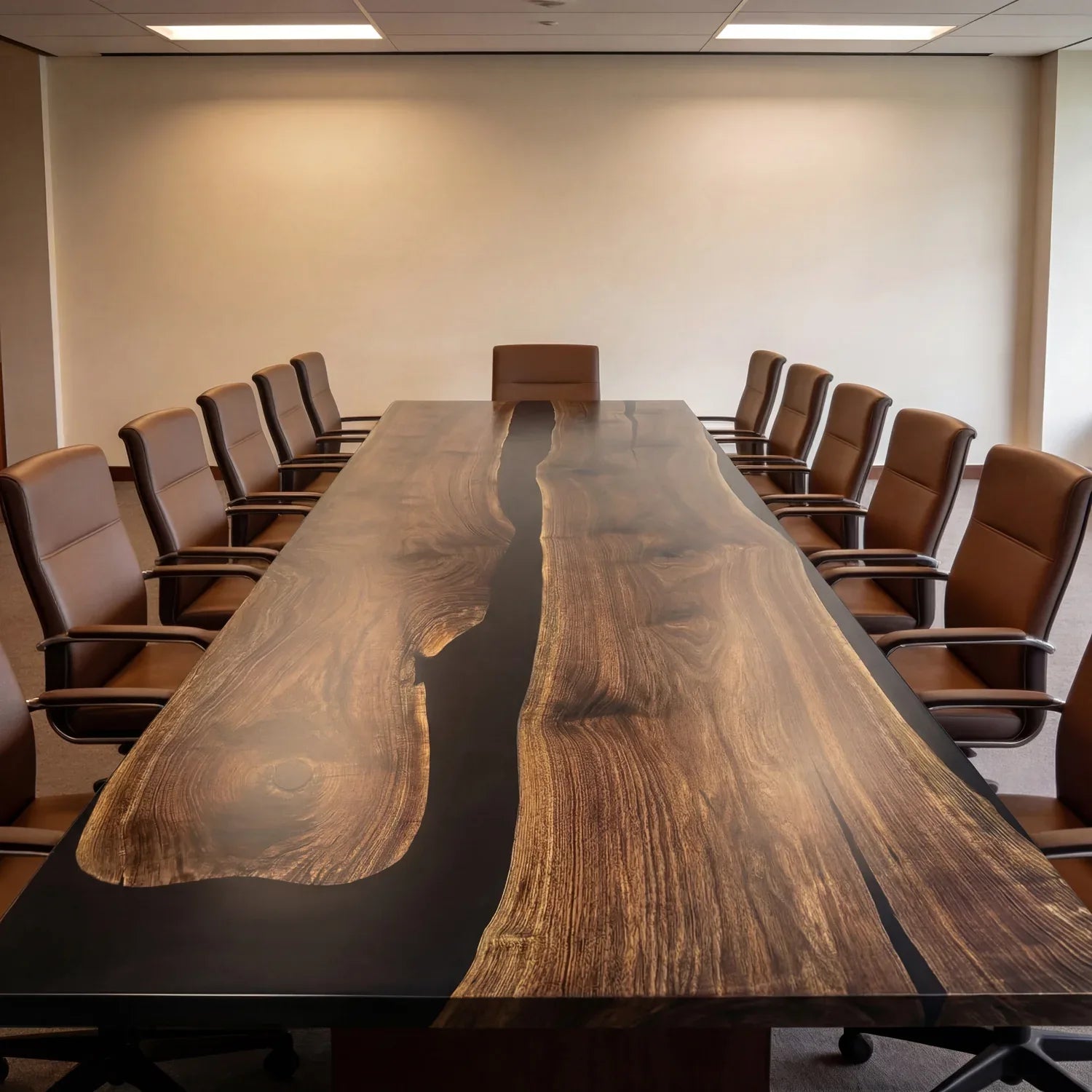 12ft dark walnut custom river table for 12-14 seats conference table boardroom table communal table - MOOKA FURNITURE