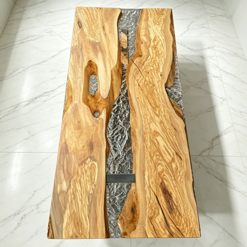 Luxury Italian olive wood river table heirloom table dining table for 8 seats