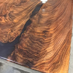 Black walnut glossy dining table deep blue epoxy river table for 10 people