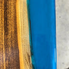 Natural wood dining table with blue epoxy ocean beach wave scene table for 10-12 people - MOOKA FURNITURE