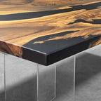 Exotic wood slabs unique design river table for 10 seater - MOOKA FURNITURE
