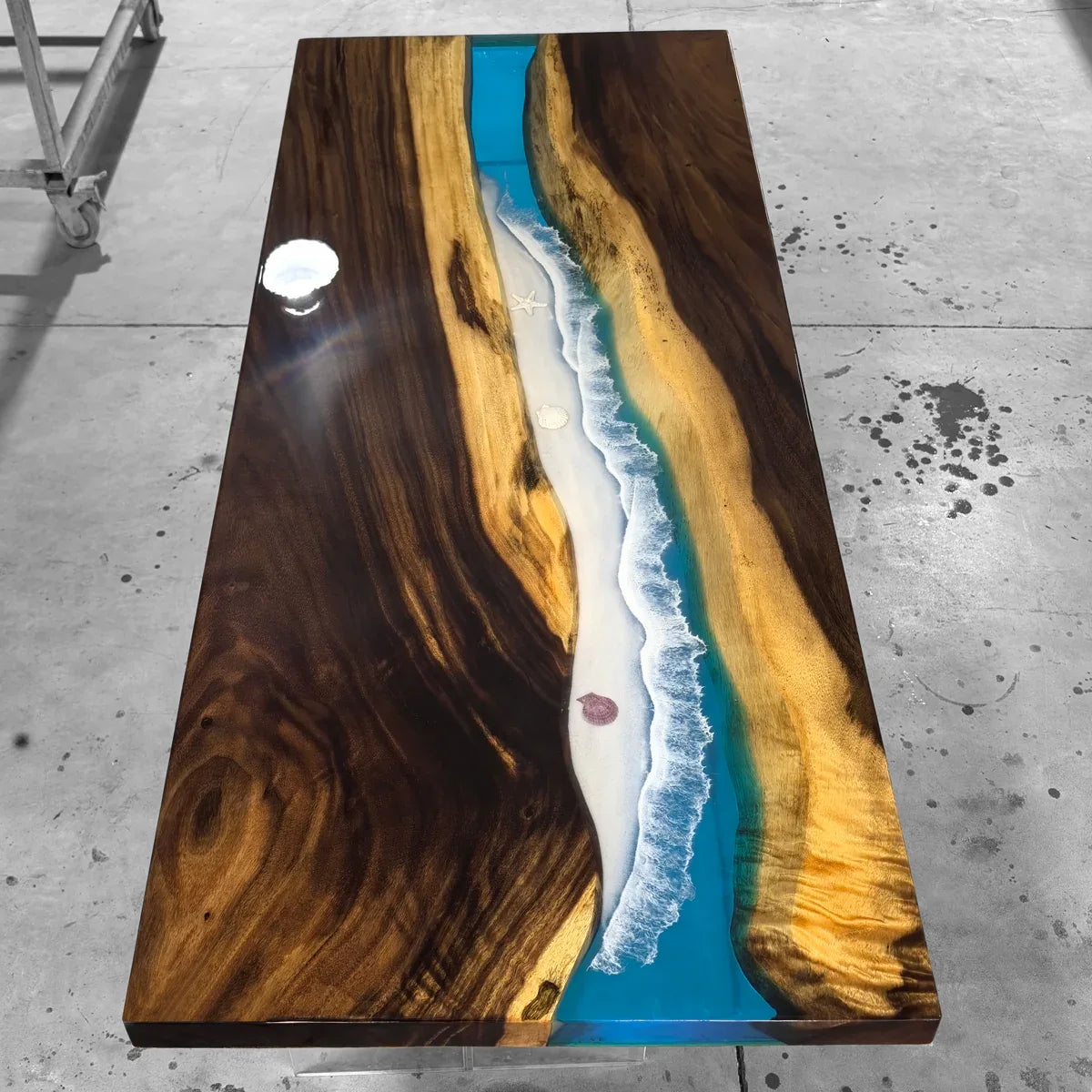 Blue epoxy wood river table Ocean Themed Dining Table 6-8 seats - MOOKA FURNITURE